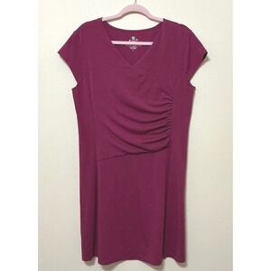 Kuhl Womens Fuchsia V‎ Neck Short Sleeve Dress Casual Everyday Comfortable L